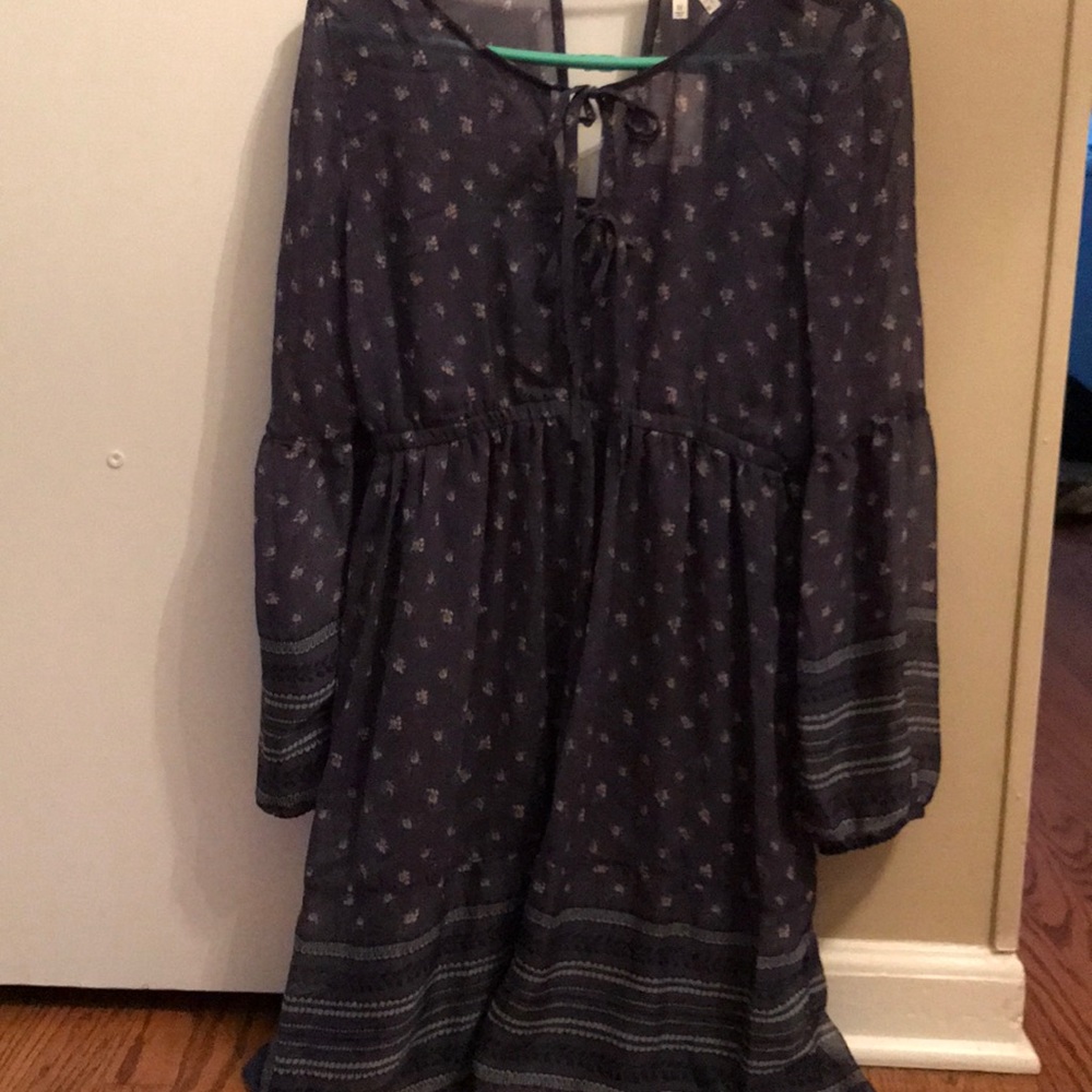 MUDD Navy Blue Print Dress, Size Medium